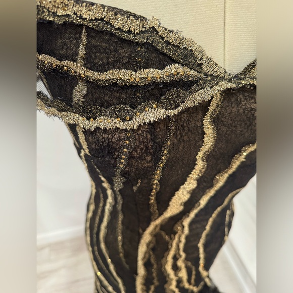 Rene Ruiz Collection Metallic Off-the-shoulder Gown Maxi Dress - Picture 8 of 11